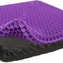 Purple Gel Seat Cushion, 19.7" Extra Large Double Thick Chair Cushions for Office Chair, Wheelchair, Car Seat, Couch, Stadium Seat Cushion for Tailbone Pain Relief, Cooling & Breathable Seat Cushions