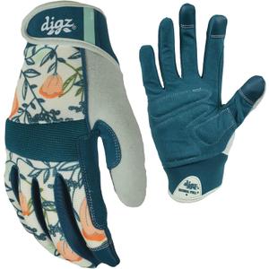 DIGZ Medium High Performance Garden Gloves for Women Thorn Proof Touchscreen Reinforced Palm Coral Floral, M