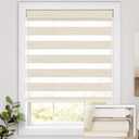 No Drill Cordless Zebra Blinds for Windows, Linen High Precision Fabrics, 30" W x 64" H Linen - Beige