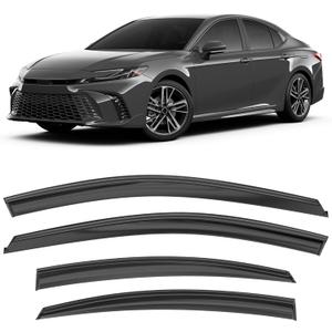 Shatterproof Taped-On Window Deflectors for Toyota Camry 2025 2026 with Black Trim, Rain Guards, Window Visors for Car, Vent Deflector, 4pcs