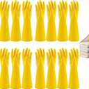 8 Pairs Reusable Household Cleaning Gloves, Rubber Kitchen Dishwashing Gloves,Extra Thickness, Long Sleeves, for Washing Dishes, Pet Care(Small, Yellow)