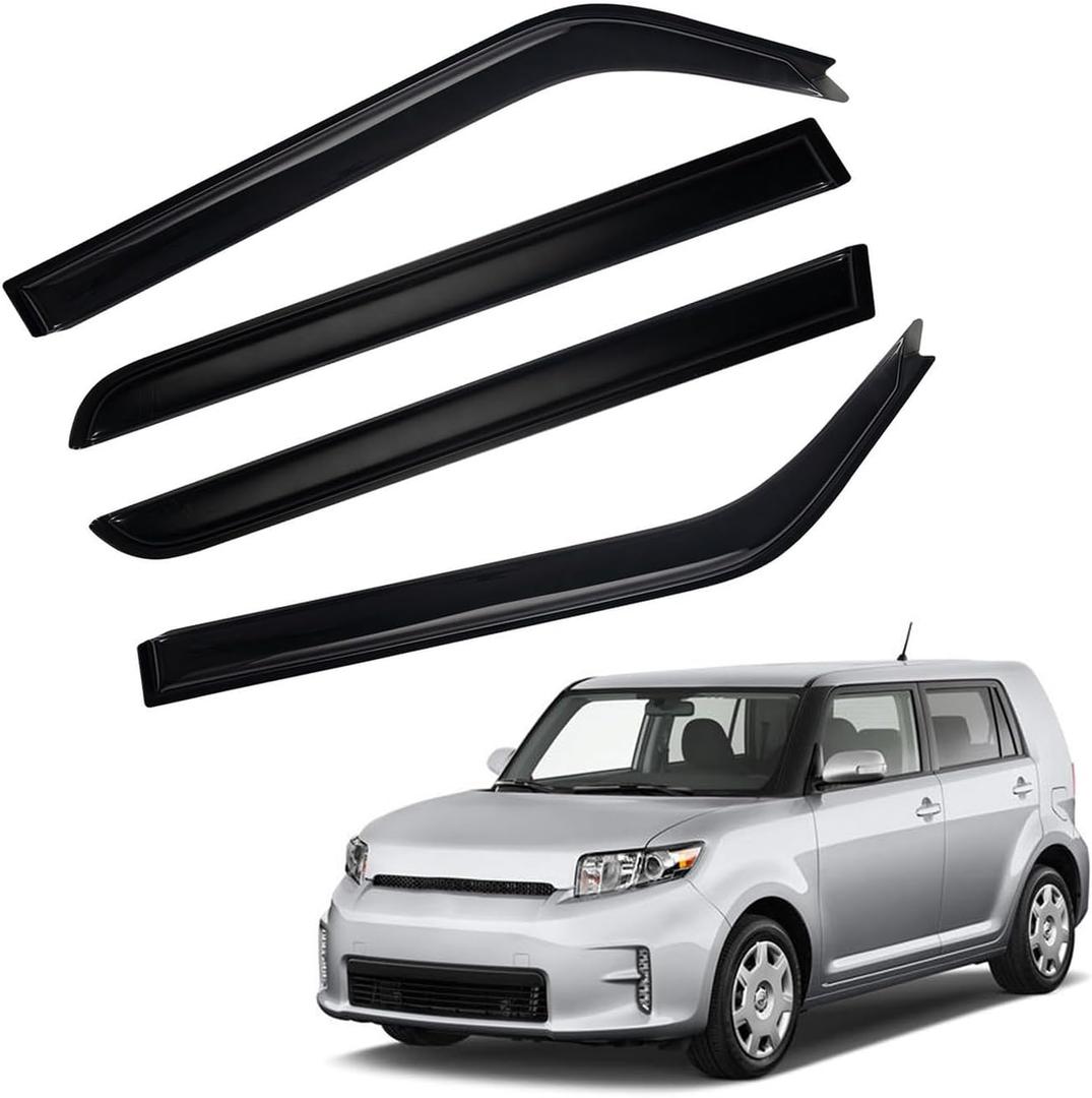 Rain Guards Compatible with 2008-2015 Scion xB, Tape-On Side Window Visor Wind Deflector Vent Visors Car Accessories 4pcs