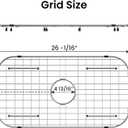 Sink Protector Grid 26-1/16" x 14-1/16", Centered Drain with Corner Radius 3-1/2", 304 Stainless Steel Material (Centered Drain)