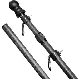 6 FT Telescoping Carbon Fiber Flag Pole, Adjustable Heavy Duty Flagpole for 3x5, 4x6, 2x3 Flags, Tangle-Free Spinning Rings for House, RV, Truck, Boat