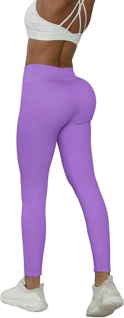 JQ JQAMAZING Seamless Scrunch Workout Leggings for Women Buttery Soft Gym Yoga Pants Opaque Tights (Purple, S)