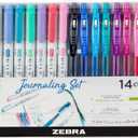 Zebra Pen Journaling Set, 14-Pack Assorted Colors, Includes 7 Mildliner Highlighters and 7 Sarasa Clip Gel Pens, Ideal for Bullet Journals, Planners, and Note-Taking (10014)