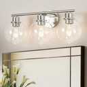 Bathroom Light Fixtures Over Mirror 3-Lights Bathroom Vanity Light with Clear Globe Glass Shade 22 inch Modern Brushed Nickel Vanity Lights Wall Sconce Lighting for Bath
