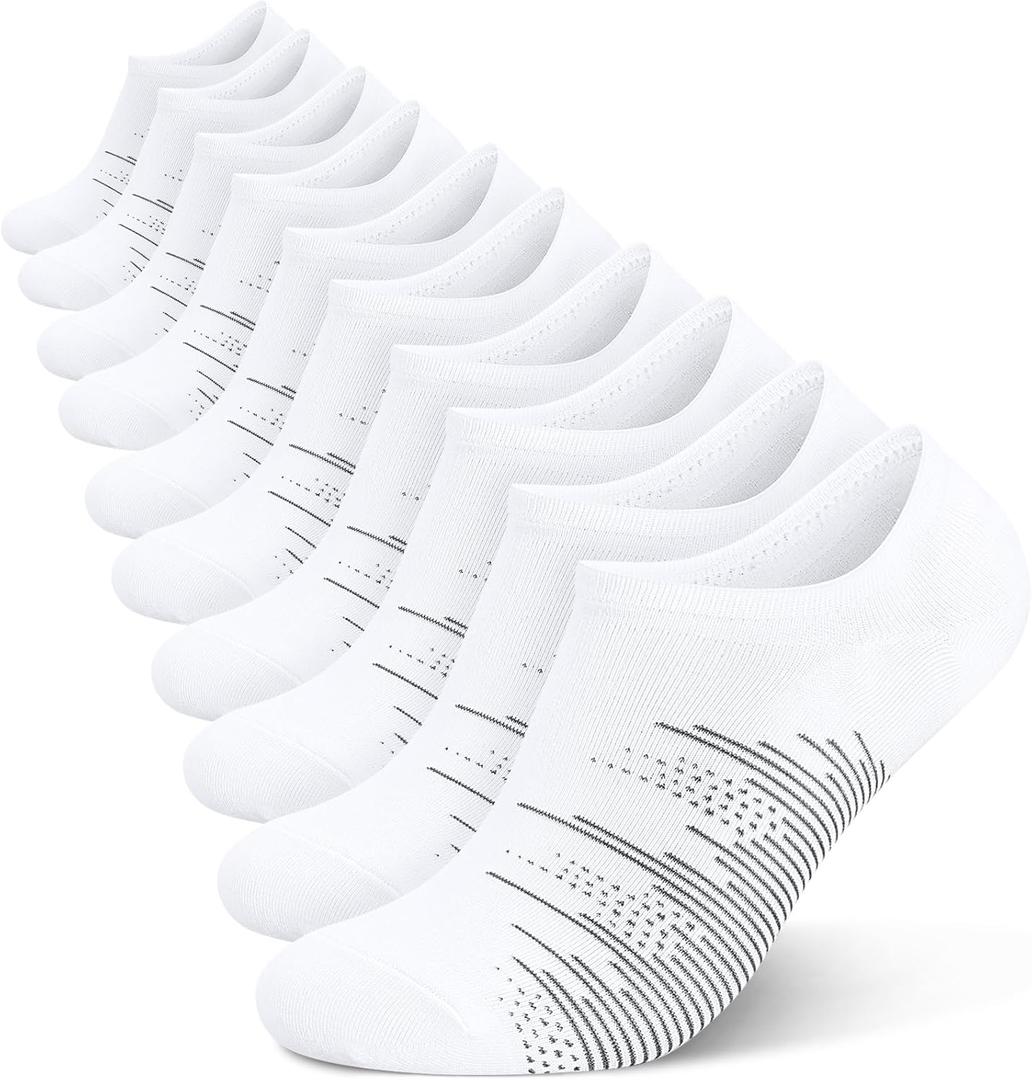 wernies No Show Socks Men 10 Pairs Ankle Low Cut Cotton Men Socks with Non Slip Grips 6-10/11-13 (M)