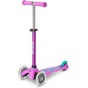 Micro Kickboard | Mini LED Kids Scooter for Ages 2-5 | Children up to 110 lbs | 3 Wheel Lean-to-Steer Design | Adjustable T Bar | Smooth Ride, Motion Activated PU LED Wheels | Swiss Design (Lavender)