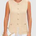 PRETTYGARDEN Women's 2026 Spring Sweater Vest Sleeveless Button Down Knit Cardigan Tank Tops Summer Business Casual Outfits (Beige)