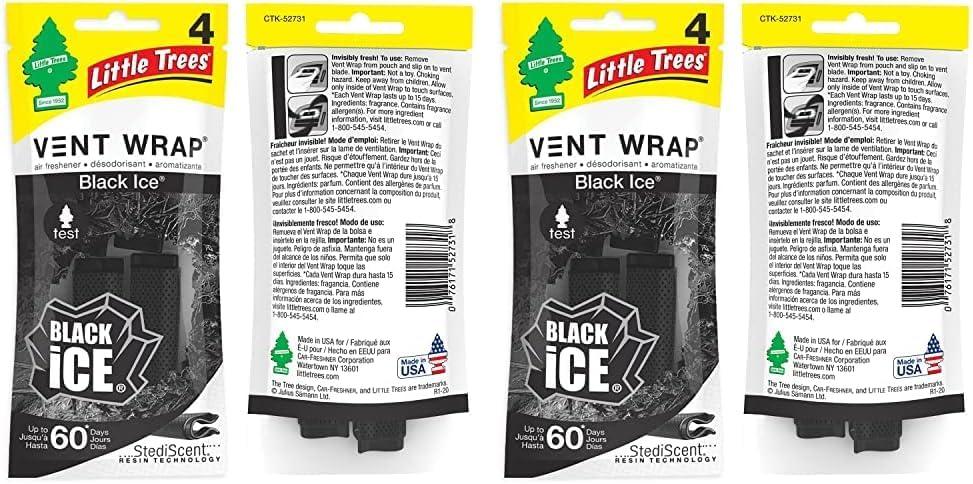 LITTLE TREES Car Freshner Black ICE Rectangle AIR FRESHENER RP 4 CT (Pack of 2)