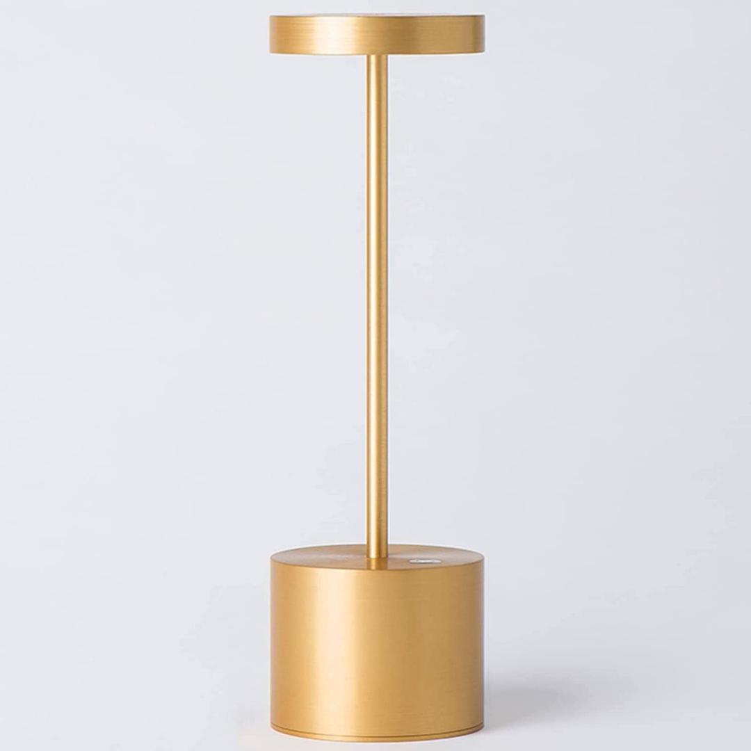 SAKRINGT 1 Pack Cordless Table Lamp Rechargeable, 5000mAh Battery Operated Portable Table Light,Dimming LED Table Lamp for Restaurant/Patio/Outdoor(Gold)