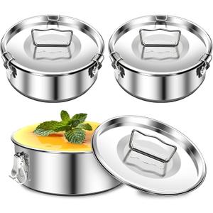 Maxcheck 2 Pack Flan Mold with Lid 1.5QT Stainless Steel Flan Pan Compatible with 6 Quart Pot Large Capacity Maker Container for Baking Making Cheese Cake Chocolate Pudding(1.5QT, 7.5 x 3 Inch)