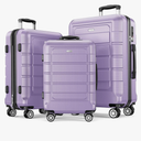 SHOWKOO Luggage Sets Expandable PC+ABS Durable Suitcase Double Wheels TSA Lock Lavender Purple 3pcs