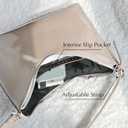 HOXIS Minimalist Faux Patent Leather Shoulder Bag Shiny Women Purse Y2K Style (Nude)