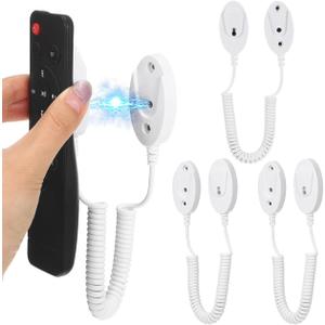 UKCOCO 4 Pcs Magnetic Remote Control Holder with Cord, Retractable Remote Control Tether with Spring Ropes, Wall-Mount with Adhesive, Anti-Loss