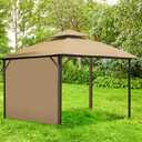 Gazebo Curtains, 10'Wx7'H Outdoor Curtains Outdoor Waterproof, 1-Panel Side Wall (Khaki)