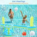 Jasonwell Pool Toys Games Set - 3 in 1 Pool Volleyball Net Basketball Hoop Ring Toss Game Inflatable Floats Water Floating Volleyball Swimming Pools Games Party Gift for Kids Adults (Blue&Yellow, XL), X-Large