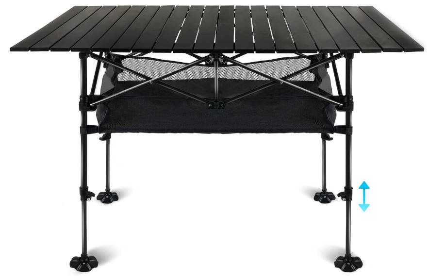 Adjustable Aluminum Camping Table 47" L * 22" W
with Large Storage Organizer and Carrying Bags and Upgrade Big Foot , Outdoor, Collapsible, for Picnic Foldable