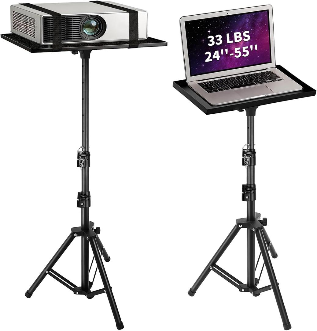 Projector Stand Adjustable 24 to 55 inches Heavy Duty 33LB Projector Mount as DJ Racks, Portable Projector Tripod, Tall Floor Stand for Office, Home, Stage or Studio