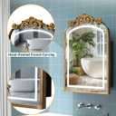20"x30" LED Bathroom Medicine Cabinet with Mirror and Lights, Bronze Hand-Painted Baroque Bathroom Storage with Mirror, Recessed / Wall Mounted, Dimmable 3 Color Lighting Anti-fog ( with 1 Organizer)