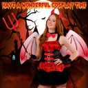 Ramede 5 Pcs Halloween Devil Costume Set Includes Devil Wings Trident Prop Bow Tie Tail Demon Horn Headband Accessories for Women Men Cosplay Carnival Themed Party Supplies, Red