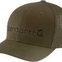 Carhartt Men's Rugged Flex Fitted Canvas Mesh-Back Logo Graphic Cap