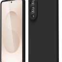 oakxco for Samsung Galaxy S25 Edge Phone Case Liquid Silicone, Cute Thin Slim Grip Soft Rubber Gel for Women Men, Smooth Matte Plain Solid Color Girly Simple Case with Camera Cover Protection, Black