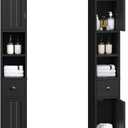 ChooChoo Narrow Bathroom Storage Cabinet with Adjustable Shelves, Tall Storage Cabinet with 2 Doors and 1 Drawer, Freestanding Cupboard for Small Spaces, Black