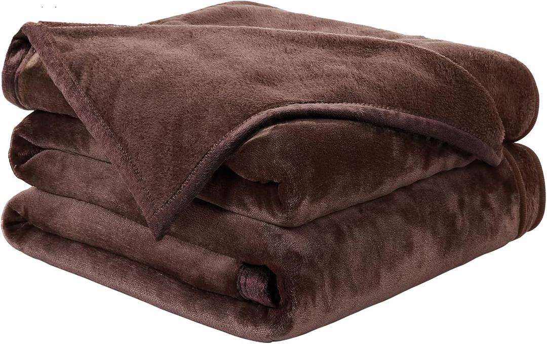 Soft Twin Size Blanket All Season Warm Fuzzy Microplush Lightweight Thermal Fleece Blankets for Couch Bed Sofa,66x90 Inches,Chocolate