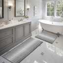 BSICPRO Bathroom Rugs and Mats Sets, 2 Piece Thick Absorbent Chenille Bath Mat Rug Set Non Slip, Soft Shaggy Bath Room Floor Mats for Bathroom, Machine Washable (Gray, 20" x 47" Plus 20" x 32")