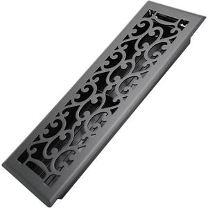 4x14 Inches Heavy Duty Walkable Floor Register - Easy Adjust Air Supply Lever Decorative Floor Vent Covers, Savannah Design Vent Covers for Home - Matte Black