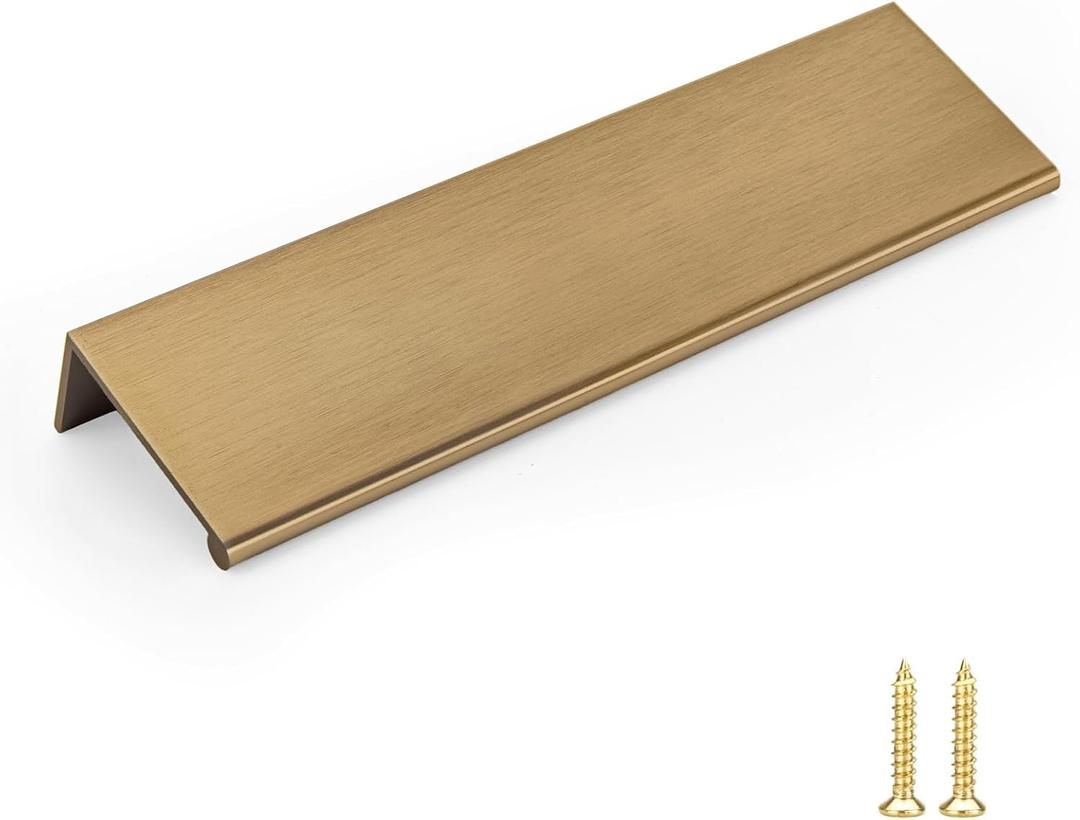 Goldenwarm 25 Pack Champagne Bronze Cabinet Pulls - 5-1/16 in Gold Finger Pulls, Brushed Bronze Edge Pulls for Kitchen