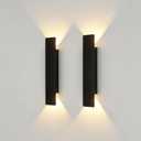 Lightess 2PC LED Wall Sconces,Outdoor Waterproof Wall Lamps Strip Aluminum Wall Lights 24W LED Black Wall Lamp Bedroom Exterior Outdoor Lighting Fixtures (2PC-15.7in-Black)