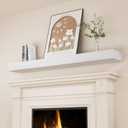 SAUMONIERES Fireplace Mantel Shelves 60 Inch Solid Wood Wall Mounted Long Floating Shelf Hollow, White