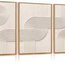 CHDITB 3D Abstract Wall Art,Textured Earth Tone Geometric Framed Wall Decor