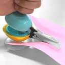 HARAC Tabletop Mounted Adaptive Scissors - Safe Scissors for Special Needs and Injured Hands - Spring Loaded Ambidextrous Handle, Non-Stick Blade, Made in Japan, Blue