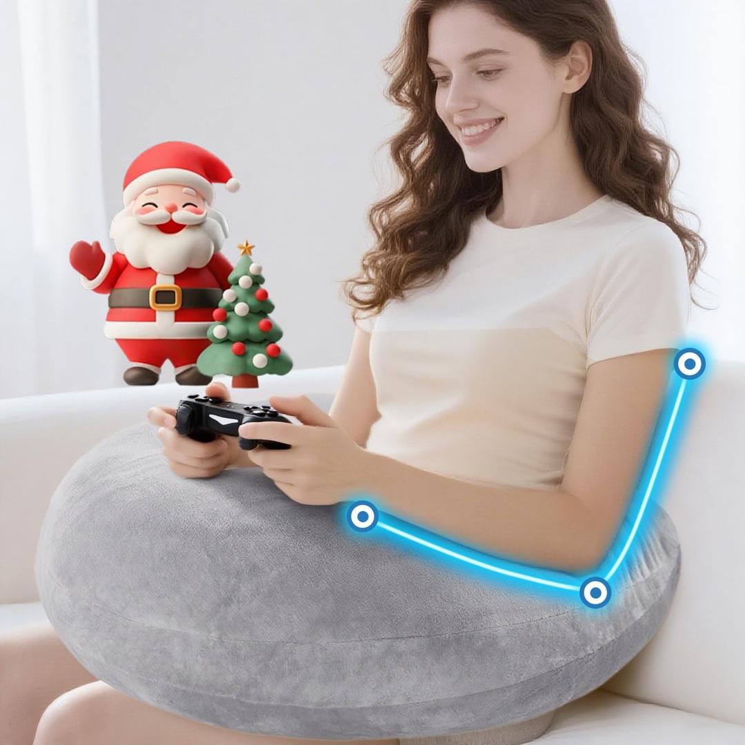 vamorry Gaming Pillow Arm Support Pillow for Bed & Sofa: Ergonomic U-Shaped Lap Pillow with Elbow Rest for Adults & Kids - Reduces Arm Pain & Fatigue During Gaming, Reading, Working & Crocheting (Grey 01)