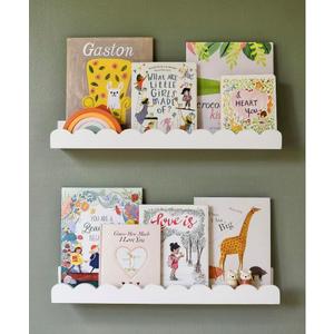 Floating Nursery Book Shelves Wall | Pair of 24in Scalloped Book Shelves for Kids Room | Cloud Shelves for Homeschool | Baby Bookshelf | White Shelves for Wall | Cottage Decor for Baby Registry