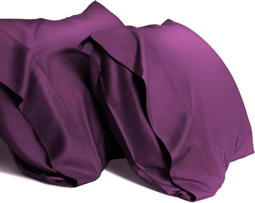 Standard Pillow Cases Cooling Pillowcases Set of 2 Breathable Cool Silky Soft Fabric,Hair and Skin Friendly,Dark Purple,20x26IN
