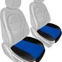 FH Group Car Seat Cushion Pads Front Set Blue Faux Leather Automotive Seat Cover Cushion Pads - Universal Fit, Airbag Compatible Car Seat Cushion Pad With Front Pocket for SUV, Sedan, Van