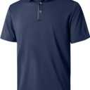 NIASHOT Polo Shirts for Men Short Sleeve T-Shirts Golf Summer Work Workout Fishing Collared, Navy, M