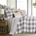Levtex Home - Camden Bedspread Set - King (120 x 118 in.) + Two King Pillow Shams (36 x20 in.) - Buffalo Check in Grey and Cream - Reversible Pattern - Cotton
