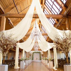 6 Panels Ivory Ceiling Drapes for Wedding, 5ftx40ft Cheesecloth Sheer Fabric Curtain Arch Draping, Romantic Decorations for Party Ceremony Stage