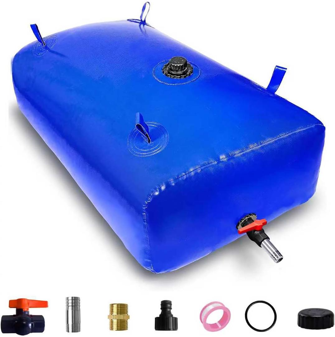 330 L/87 Gal Water Bladder Tank, Foldable Portable Water Storage Container, Emergency Water Bag for RV, Truck Bed, Fire Prevention, Drought Resistance, Blue