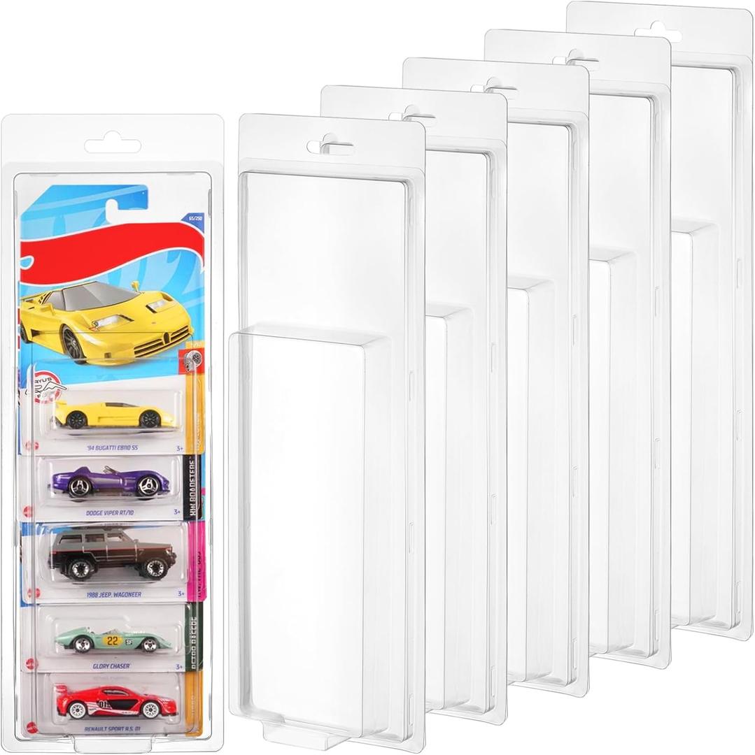 6 Pack 5 Separate Car Protector Case for Hot Wheels Mainline,Protector Packs Compatible with Hot Wheels Model,5 Car Clamshell Display Clamshell Cases Plastic Display Protective Case for Hot Wheel
