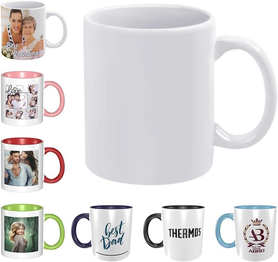 Customized Large Coffee Mug, Personalized Mugs with Photo, Custom Tea Cup with Picture, Photo Gifts for Dad Mom Grandpa, Gifts Custom for Boyfriend Girlfriend, PureWhite, NoCustom, 3.2"x3.8"