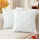 Artscope Maple Leaf Fall Pillow Covers 18 x 18 Set of 2 Decorative Autumn Harvest Holiday Throw Pillow Cases Soft Plush Faux Fur Couch Cushion Case for Farmhouse Sofa Bed Room Home Decor-White