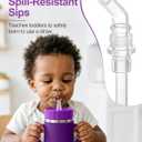 12oz Kids Stainless Steel Water Bottle, Spill Proof Insulated Stainless Steel Sippy Cup with Straw & Handles, Stainless Steel Toddler Cups with Silicone Sleeve, Great for Travel - Purple