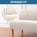 H.VERSAILTEX Armless Futon Cover Stretch Sofa Bed Slipcover Protector Elastic Feature Rich Textured High Spandex Small Checks Jacquard Fabric Futon Cover, Machine Washable, Ivory